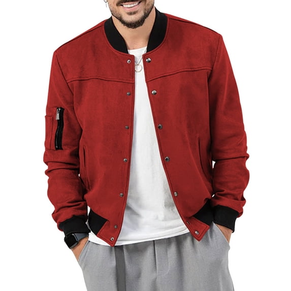 Bazeneo Jackets for Men Spring Autumn Baseball Jackets Lightweight Snap Button Windbreaker Vintage Plain Stand Collar Outwear Retro Windproof Classic Fit Sportswear Large