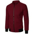 thumbnail image 1 of Bazeneo Jackets for Men Waffle Bomber Jacket with Pockets Long Sleeve Casual Flight Jacket Stand Collar Classic Fit Military Coat Solid Colour Zip Sportswear Fashion Autumn Coats, 1 of 5