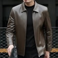 thumbnail image 1 of Bazeneo Leather Jacket Mens Faux Leather Biker Jacket with Pockets Pu Turndown Collar Motorbike Jackets Long Sleeve Regular Fit Motorcycle Coats Full Zip Casual Punk Tops Men Outwear, 1 of 4