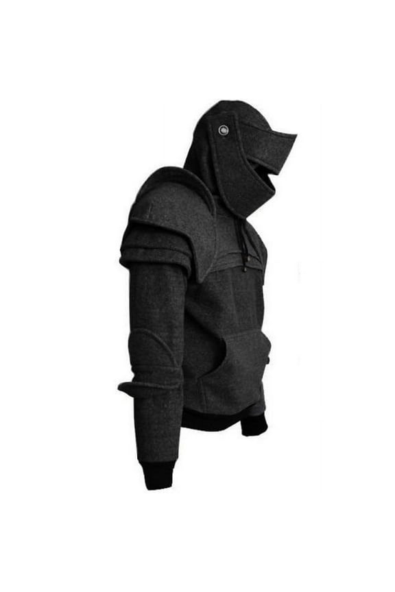 Men Hoodies Smart Knight Hoodie Medieval Vintage Armor Masked Hooded Sweatshirts Long Sleeve Cosplay Tops Classic Fit Casual Pullover Mens Streetwear