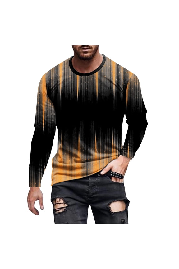 Men T Shirts Smart Casual Long Sleeve Tshirts Crew Neck Designer T-Shirts Muscle Fit Stretch Gym Tees Graduated Colour Fitted Sports Wear Spring Fashion Menswear for Running