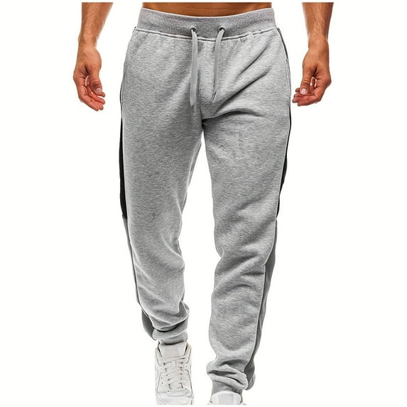 Bazeneo Men Trousers Elasticated Waist Gym Trouser Colour Block Baggy Sweatpants Loose Fit Sports Pants with Pockets Smart Casual Track Bottoms Mens Activewear for Joggers Running