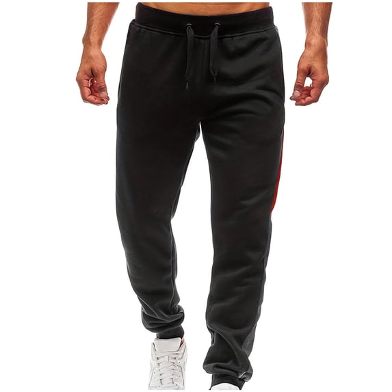 Bazeneo Men Trousers Elasticated Waist Gym Trouser Colour Block Baggy Sweatpants Loose Fit Sports Pants with Pockets Smart Casual Track Bottoms Mens Activewear for Joggers Running