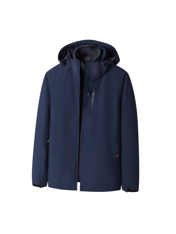 Men's 3 in 1 Waterproof Jacket Hooded Winter Coat with Removable Fleece Midlayer Long Sleeve Thermal Rain Jacket Softshell Warm Windbreaker Outdoor Mountain Ski Clothes for Men