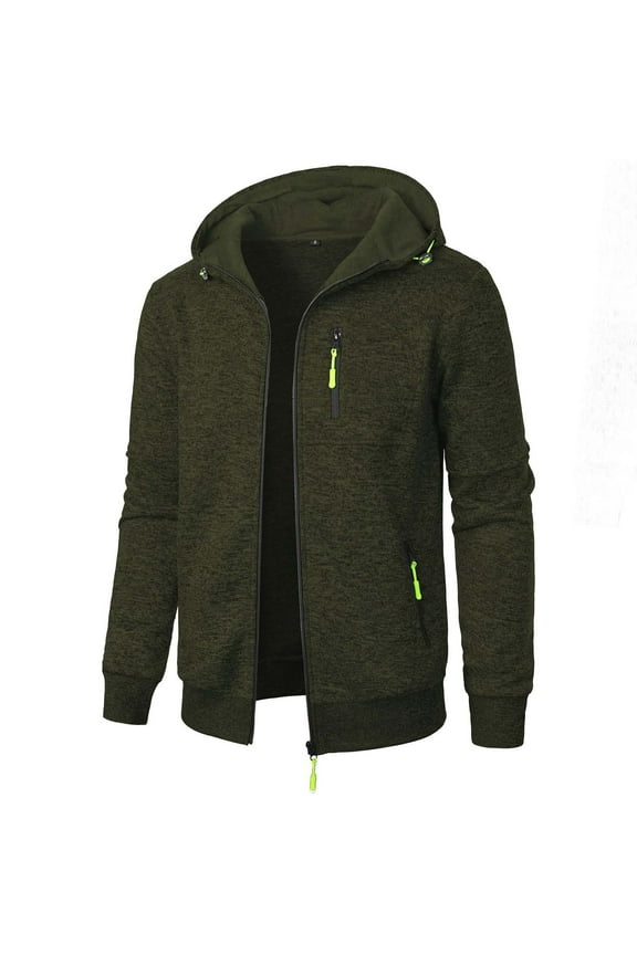 Men's Jackets with Hood Slim Fit Zip Pockets Sports Jacket Long Sleeve Zipper Hoodies Smart Casual Hooded Track Jackets Trendy Autumn Winter Outwear for Running