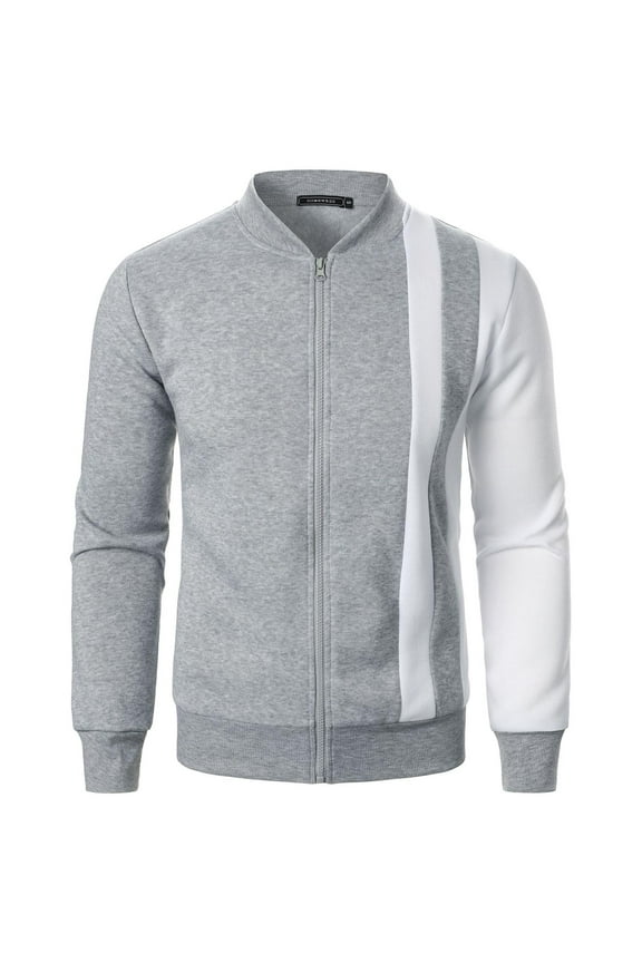 Men's Jackets Smart Casual Track Jackets Long Sleeve Colour Block Sports Jacket Regular Fit Baseball Collar Track Tops Patchwork Zip Up Coats Autumn Sportswear for Running