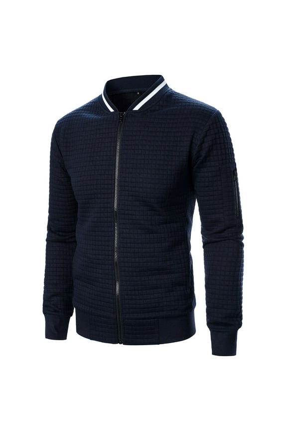 Men's Jackets Waffle Bomber Jackets Long Sleeve Zip Up Pilot Jacket Stand Collar Fitted Flight Jacket Plain Colour Zipped Casual Outwear with Pockets Spring Autumn Coats