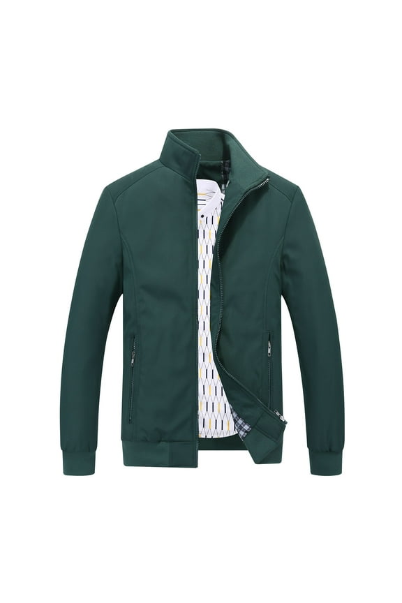 Men's Jackets with Zip Pockets Smart Casual Bomber Jacket Slim Fit Stand Collar Windbreaker Tartan Lining Zipper Harrington Jackets Plain Colour Long Sleeve Sportswear