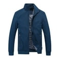 thumbnail image 1 of Bazeneo Men's Jackets with Zip Pockets Smart Casual Bomber Jacket Slim Fit Stand Collar Windbreaker Tartan Lining Zipper Harrington Jackets Plain Colour Long Sleeve Sportswear, 1 of 7