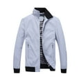 thumbnail image 1 of Bazeneo Men's Jackets with Zip Pockets Smart Casual Bomber Jacket Slim Fit Stand Collar Windbreaker Tartan Lining Zipper Harrington Jackets Plain Colour Long Sleeve Sportswear, 1 of 2