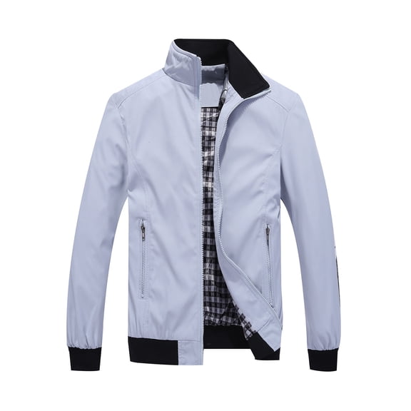 Bazeneo Men's Jackets with Zip Pockets Smart Casual Bomber Jacket Slim Fit Stand Collar Windbreaker Tartan Lining Zipper Harrington Jackets Plain Colour Long Sleeve Sportswear