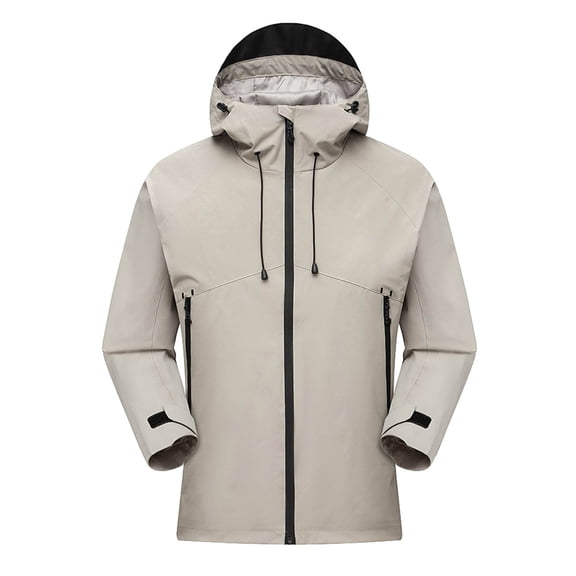 Bazeneo Men's Outdoor Waterproof Jackets Lightweight Sports Jacket with Hood Zip Pocket Regular Fit Rain Jacket Long Sleeve Showerproof Windbreaker Softshell Hiking Coats for Men