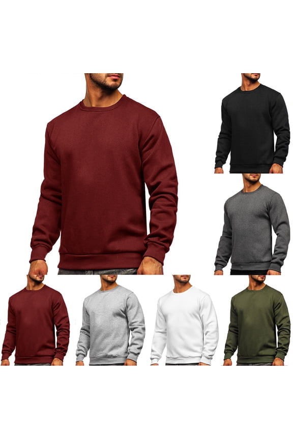 Men's Sweatshirts Winter Crewneck Jumper Regular Fit Warm Sweater Round Neck Work Top Long Sleeve Sportswear Basic Sweatshirt Autumn Men Casual Wear for Everyday