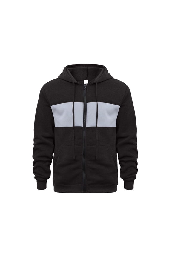 Men's Track Jackets with Hood Autumn Sports Jackets for Men Long Sleeve Full Zip Hoodies Colour Block Regular Fit Hooded Sweatshirts Drawstring Casual Hoodie with Pockets