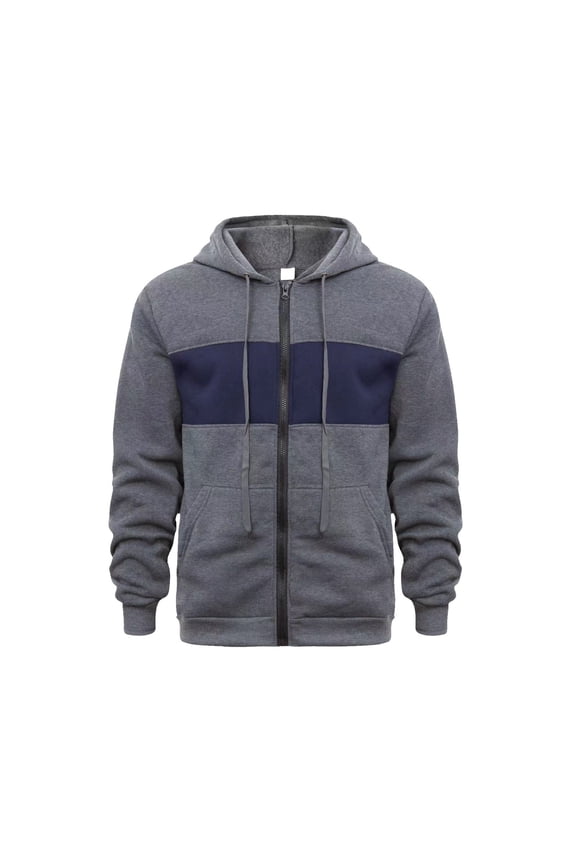 Men's Track Jackets with Hood Autumn Sports Jackets for Men Long Sleeve Full Zip Hoodies Colour Block Regular Fit Hooded Sweatshirts Drawstring Casual Hoodie with Pockets