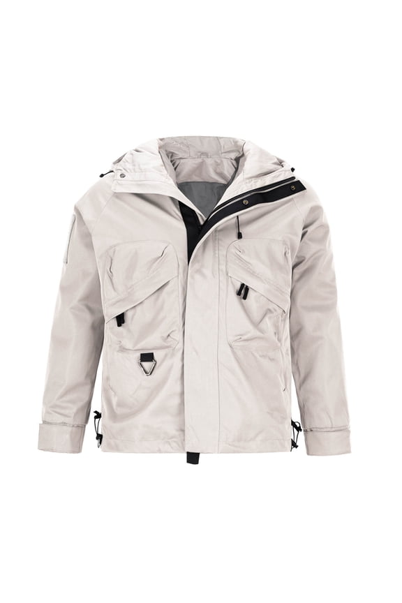 Men's Waterproof Warm Coats Winter Casual Jacket with Hood Long Sleeve Thermal Workwear Solid Colour Multi Pocket Tactical Jacket Fashion Outdoor Jackets for Walking Mountain