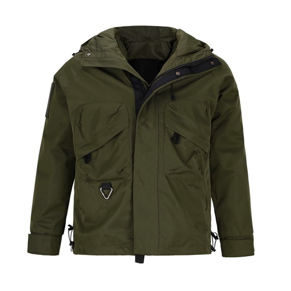 Bazeneo Men's Waterproof Warm Coats Winter Casual Jacket with Hood Long Sleeve Thermal Workwear Solid Colour Multi Pocket Tactical Jacket Fashion Outdoor Jackets for Walking Mountain