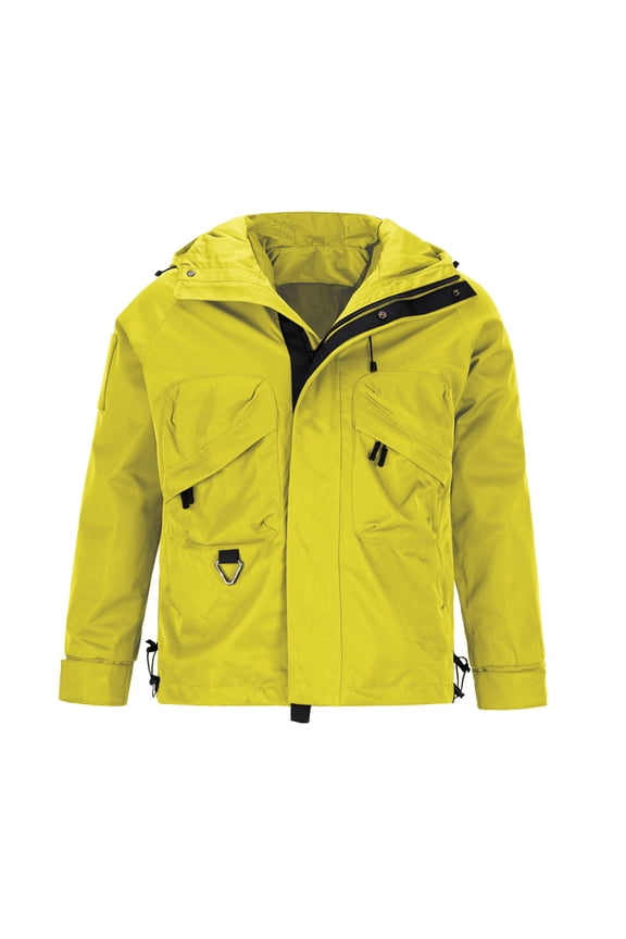 Men's Waterproof Warm Coats Winter Casual Jacket with Hood Long Sleeve Thermal Workwear Solid Colour Multi Pocket Tactical Jacket Fashion Outdoor Jackets for Walking Mountain