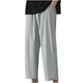 thumbnail image 1 of Bazeneo Mens Casual Trousers Loose Fit Summer Gym Trousers Plain Quick Dry Sweatpants Straight Wide Leg Track Bottoms Multi-pocket Activewear Holiday Beach Yoga Wear Plus Size, 1 of 6