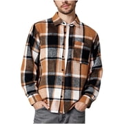 Bazeneo Mens Checkered Shirts Long Sleeve Shirt Jacket for Men Regular Fit Button Up Plaid Shirt Lightweight Work Shirts Designer Lumberjack Overshirt Gardening Walking Clothing M-5XL