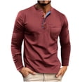 thumbnail image 1 of Bazeneo Mens Cotton Henley Shirts Long Sleeve Smart Tshirts with Pocket Regular Fit Button Work T-Shirts Solid Colour Moisture Wicking Workwear Casual Hiking Accessories for Men, 1 of 6