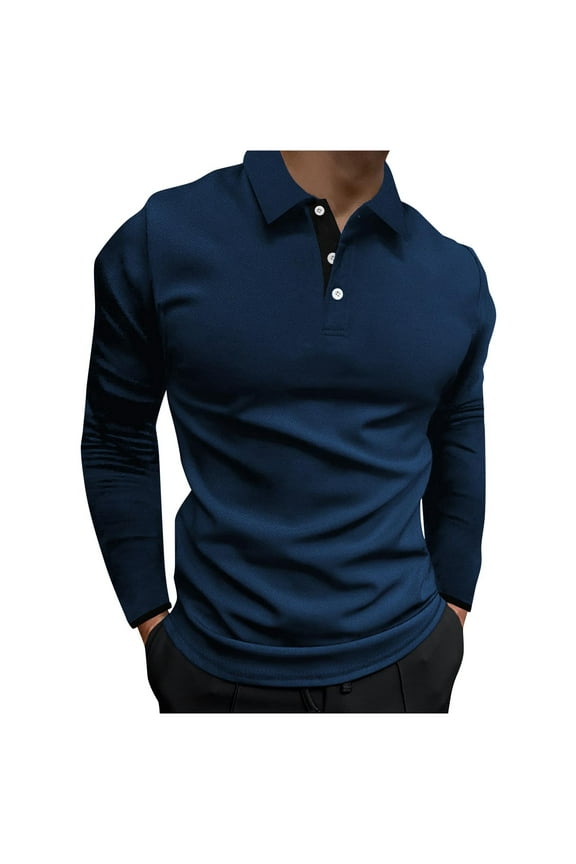 Mens Designer Polo Shirts Muscle Fit Sports Tshirts Long Sleeve Button up Polos Plain Colour Golf T-Shirts Comfortable Athletic Tops for Men Fashion Work Tennis Accessories