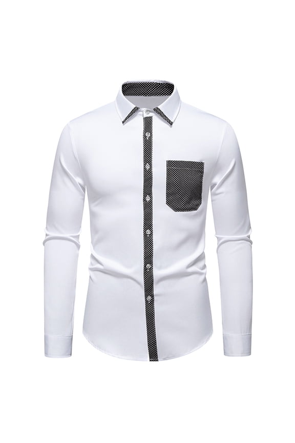 Mens Dress Shirts Cotton Formal Shirts with Pre-tied Tie Long Sleeve Muscle Fit Shirt Contrast Colour Button Down Dressy Shirt Casual Business Tops for Men Office Outfits