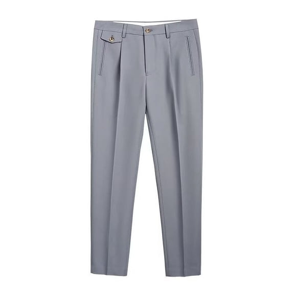 Bazeneo Mens Dress Trousers Regular Fit Suit Pants Solid Colour Pleated Front Bottoms Multi-pocket Straight Leg Trouser Classic Casual Business Pant Office Clothes Plus Size S-5XL