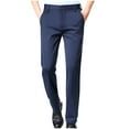 thumbnail image 1 of Bazeneo Mens Dress Trousers Slim Fit Cotton Formal Pants Solid Colour Flat Front Business Casual Trouser Straight Leg Bottoms with Pockets Dressy Pant for Office Wedding Dinner, 1 of 5