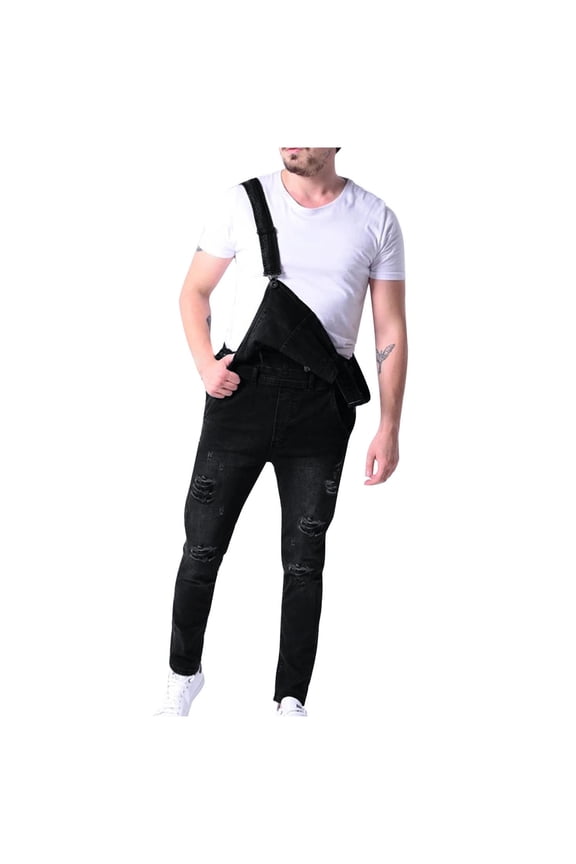 Mens Dungarees Slim Fit Denim Dungarees Bib and Brace Overalls with Pockets Skinny Work Overalls Stretch Utility Workwear Smart Casual Jumpsuit for Men Y2K Streetwear