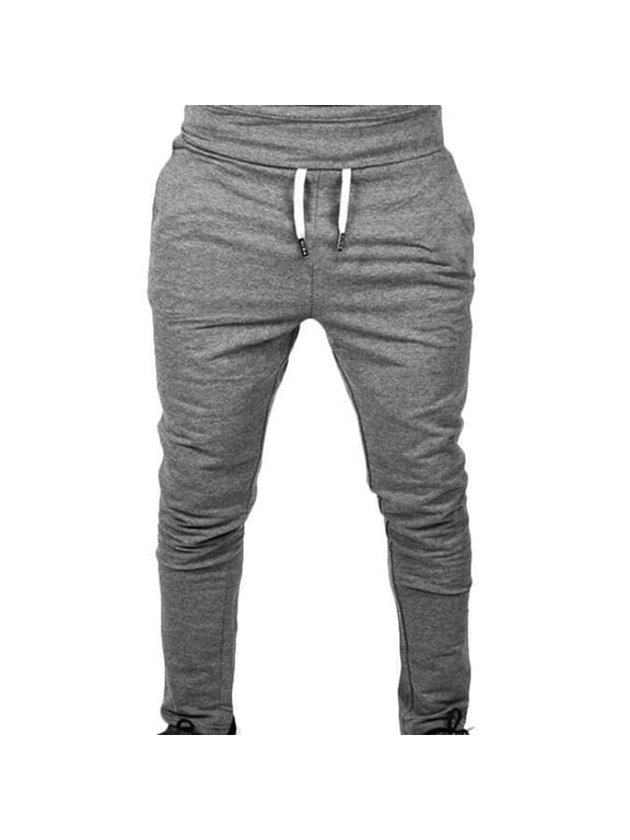 Mens Gym Trousers Muscle Fit Joggers Bottoms for Men Elastic Waist Drawstring Sweatpants Plain Colour Skinny Athletic Wear Casual Tracksuit Bottom Walking Running Outfits