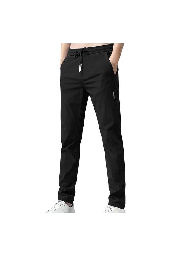 Mens Gym Trousers Slim Fit Track Bottoms Summer Casual Elastic Waist Sports Trouser Plain Straight Leg Joggers Bottom Lightweight Running Workout Activewear with Pockets M-5XL