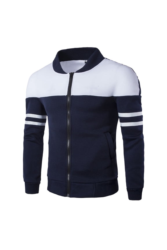 Mens Jackets Smart Casual Track Jackets Lightweight Slim Fit Sportswear Colour Block Long Sleeve Track Tops Patchwork Full Zip Coats Fashion Running Hiking for Men