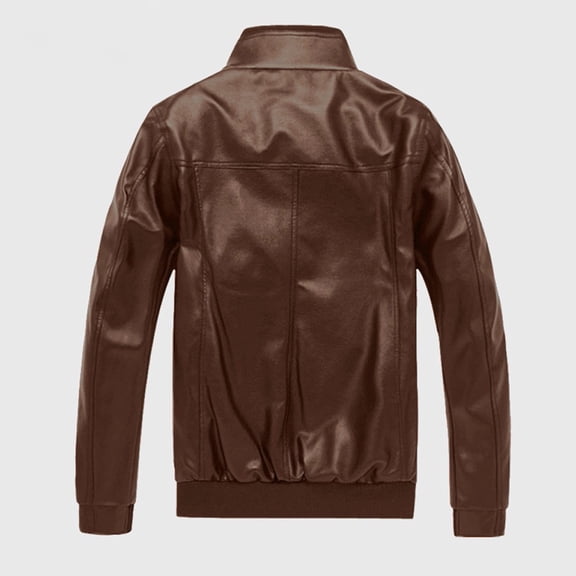Bazeneo Mens Leather Jacket Faux Leather Bomber Jackets Long Sleeve Slim Fit Motorcycle Jackets Stand Collar Zipper Pilot Jacket Vintage Plain Colour Outwear with Pockets Spring Tops
