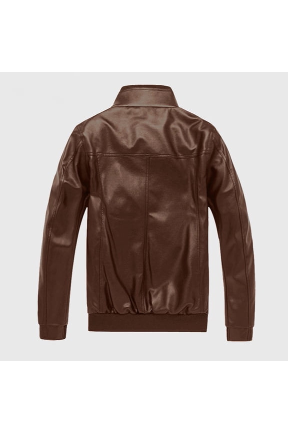 Mens Leather Jacket Faux Leather Bomber Jackets Long Sleeve Slim Fit Motorcycle Jackets Stand Collar Zipper Pilot Jacket Vintage Plain Colour Outwear with Pockets Spring Tops