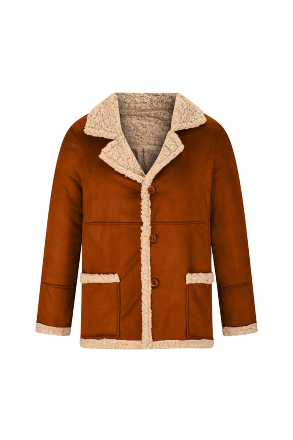 Mens Leather Jacket Winter Faux Shearling Bomber Jackets Fleece Warm Faux Leather Jacket Vintage Lapel Collar Aviator Jackets Button Up Classic Fit Outwear with Pockets