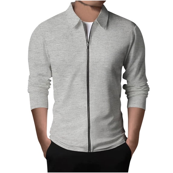 Bazeneo Mens Lightweight Jackets Spring Waffle Bomber Jacket Long Sleeve Slim Fit Casual Jackets Plain Turn Down Collar Coats Breathable Full Zip Sports Coat Lounge Wear for Men