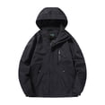 thumbnail image 1 of Bazeneo Mens Lightweight Waterproof Jacket Relaxed Fit Hooded Windbreaker Jacket Colour Block Zip Pockets Rain Jacket Showerproof Windproof Sportswear for Running Jogging, 1 of 7