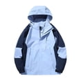 thumbnail image 1 of Bazeneo Mens Lightweight Waterproof Jacket Relaxed Fit Hooded Windbreaker Jacket Colour Block Zip Pockets Rain Jacket Showerproof Windproof Sportswear for Running Jogging, 1 of 7