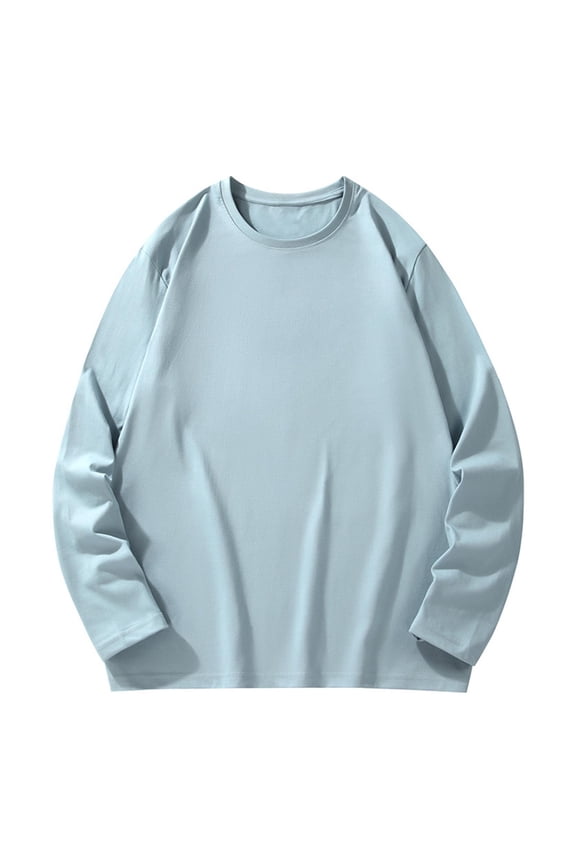 Mens Long Sleeve T Shirts Smart Casual Cotton Tshirts Classic Fit Sports Tee Shirts Moisture Wicking Round Neck Gym Tops Solid Colour Comfortable Activewear Spring Clothes