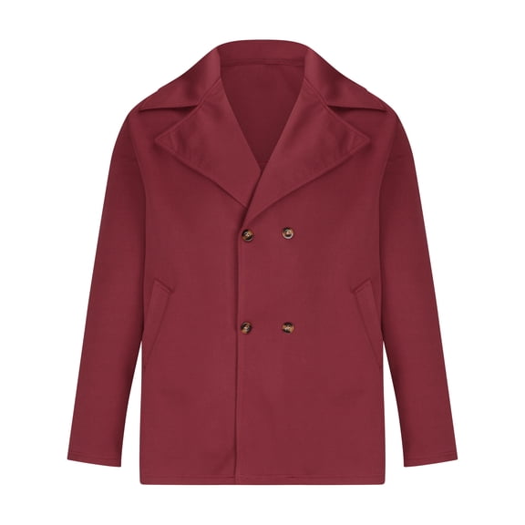 Bazeneo Mens Pea Coat Winter Wool Blend Overcoats Short Double Breasted Trench Coats Long Sleeve Notched Lapel Peacoat Thick Warm Slim Fit Outwear Business Casual Heavyweight Topcoats