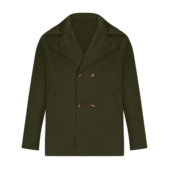 Bazeneo Mens Pea Coat Winter Wool Blend Overcoats Short Double Breasted Trench Coats Long Sleeve Notched Lapel Peacoat Thick Warm Slim Fit Outwear Business Casual Heavyweight Topcoats