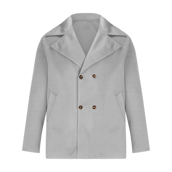Bazeneo Mens Pea Coat Winter Wool Blend Overcoats Short Double Breasted Trench Coats Long Sleeve Notched Lapel Peacoat Thick Warm Slim Fit Outwear Business Casual Heavyweight Topcoats