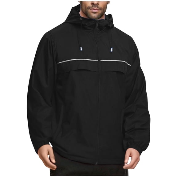 Bazeneo Mens Rain Jacket Waterproof Jacket with Hood Light Relaxed Fit Windbreaker Jackets Solid Colour Water Resistant Raincoat Windproof Showerproof Outerwear Running Climbing Coats
