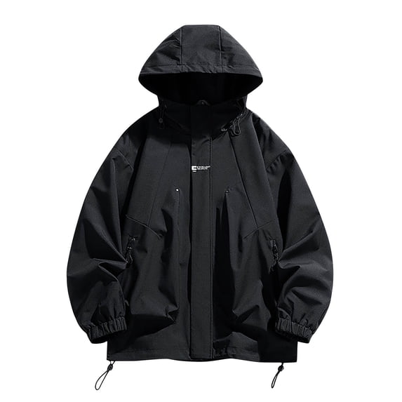 Bazeneo Mens Rain Jacket Waterproof Lightweight Raincoat with Hood Zipped Pockets Baggy Hooded Coat Trendy Softshell Active Wear Outdoors Jackets for Travel Cycling Plus Size