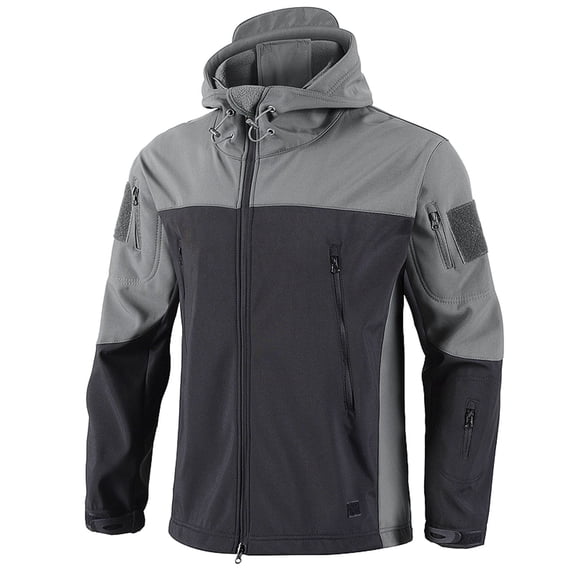 Bazeneo Mens Rain Jacket Waterproof Winter Jacket with Hood Warm Soft Shell Raincoat Water Resistant Thermal Work Jackets Windproof Showerproof Windbreaker Outdoor Mountain Travel Coats