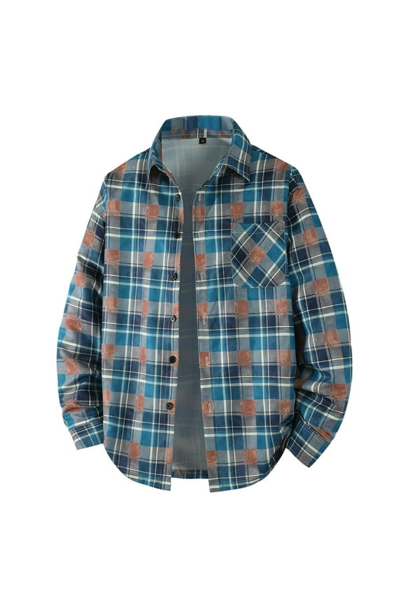 Mens Shirts Long Sleeve Casual Checked Shirts Regular Fit Button Up Plaid Shirt Casual Shirt Jacket with Chest Pocket Designer Lumberjack Tops Trendy Workwear for Men M-5XL