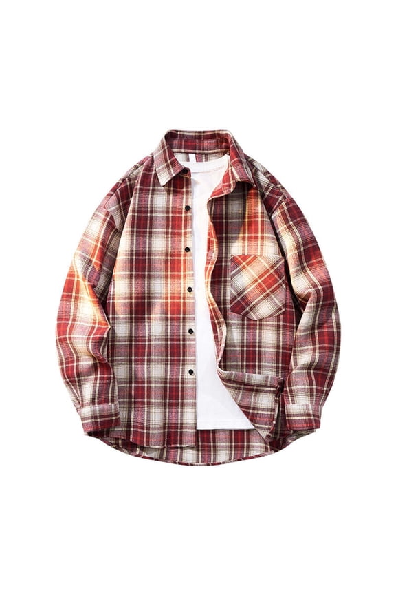 Mens Shirts Long Sleeve Smart Casual Overshirt Button Down Designer Checked Shirts Regular Fit Light Shirt Jacket Lightweight Trucker Workwear Vintage Spring Tops for Men