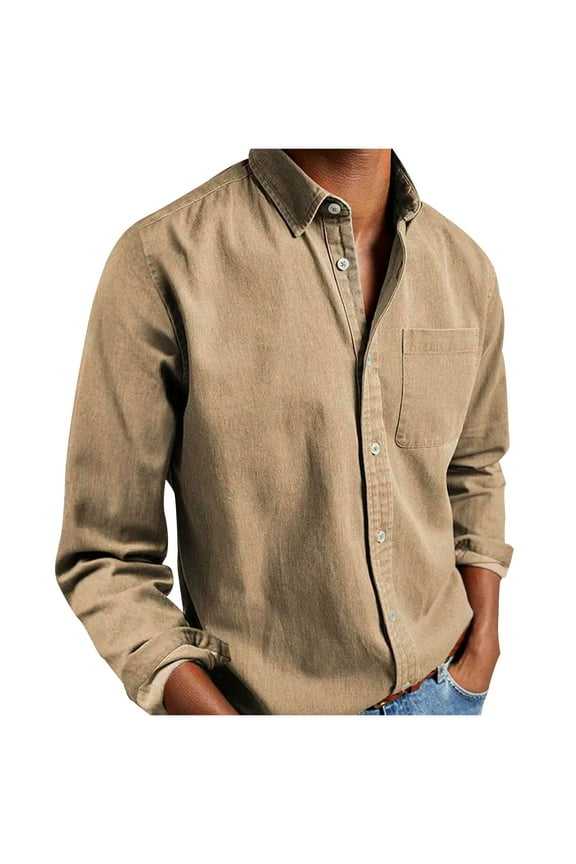 Mens Shirts Long Sleeve Smart Casual Shirts with Pocket Classic Fit Designer Dress Shirt Plain Colour Formal Shirt Button Down Breathable Tops Spring Vintage Menswear Tall