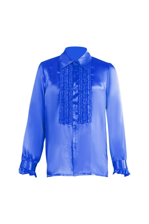 Mens Shirts Medieval Revival Long Sleeve Dress Shirts Button Up Shiny Formal Shirt Wrinkle Resistant Luxury Shirt Vintage Plain Colour Tops Retro Stage Dress Clothing for Men